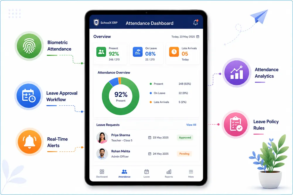 Staff attendance and leave tracking dashboard