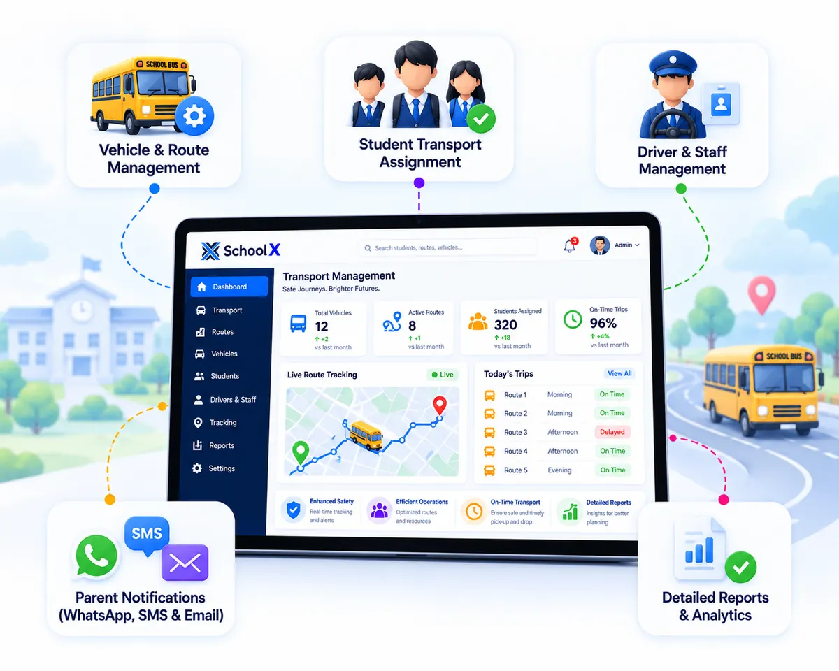 School bus route and pickup point management