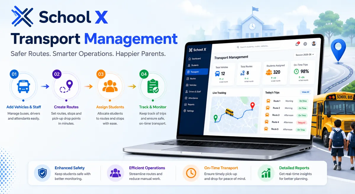 School transport management software dashboard overview