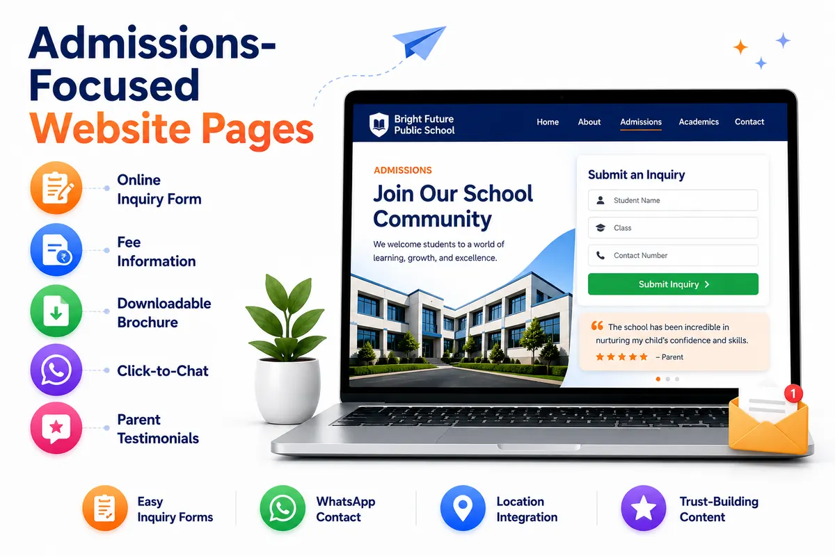 Mobile-responsive school website view — optimized layout for smartphone browsing by parents